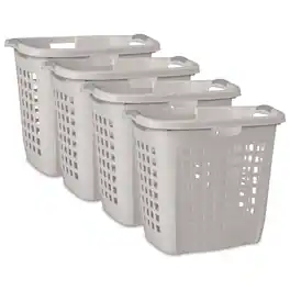 Sterilite - Ultra Easy Carry Plastic Laundry Basket, 2.1 Bushel, Grey, 4 Pack - Gray