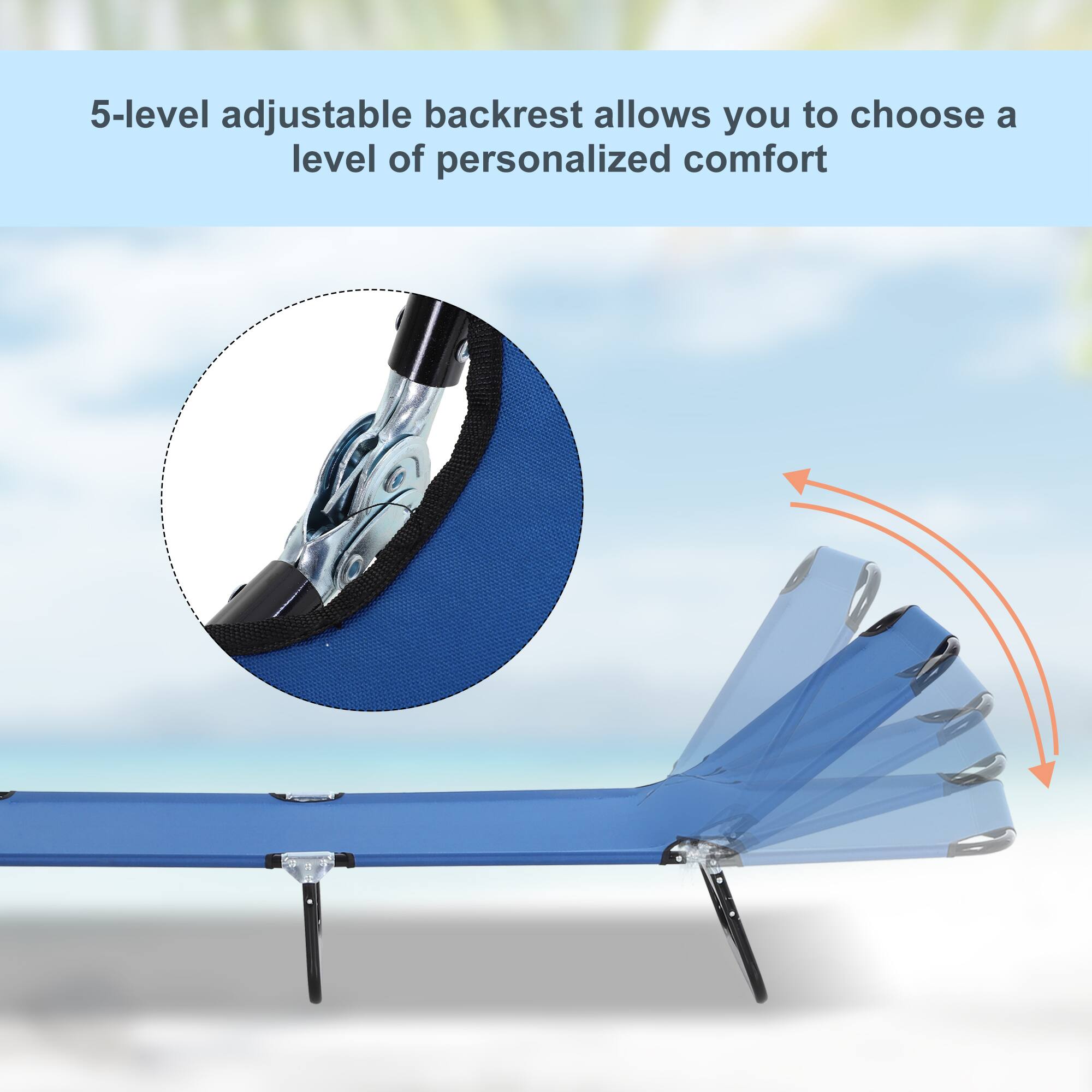 5-level adjustable backrest allows you to choose a level of personalized comfort