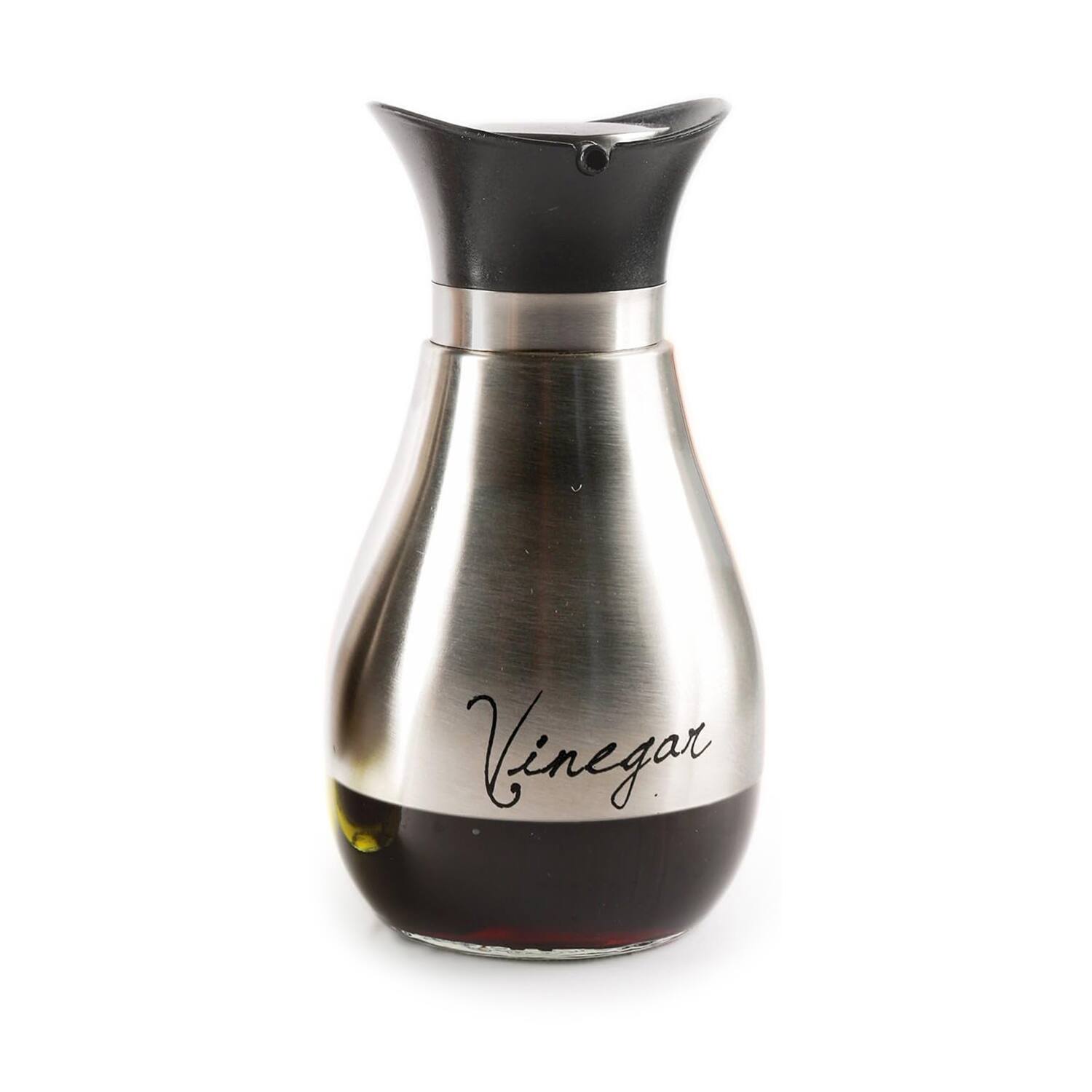 Left. American Atelier - Cafe Contempo Silver Glass Oil & Vinegar Set 13.6OZ..