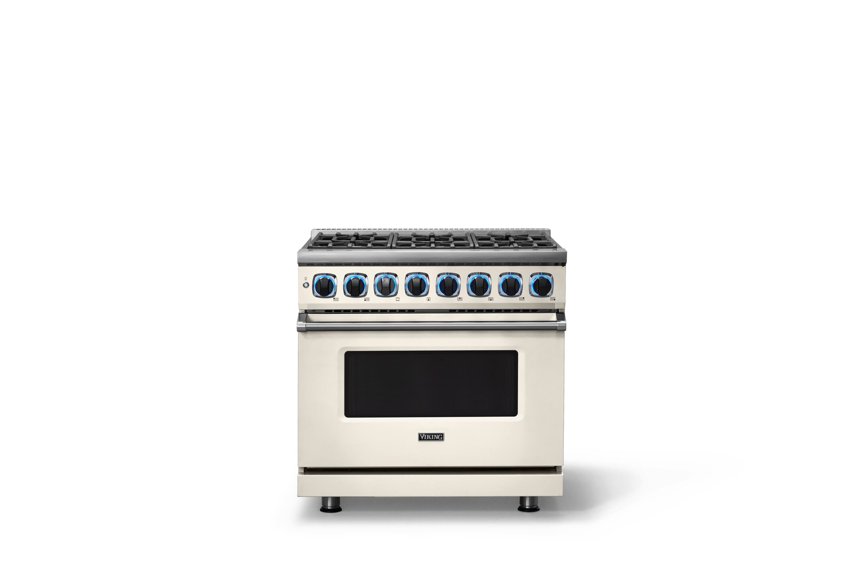 Alt View 4. Viking - 36"W. 7Series  5.6 Cu. Ft. Dual Fuel Self-Clean 6 Burner Range-Pure White - Pure White.