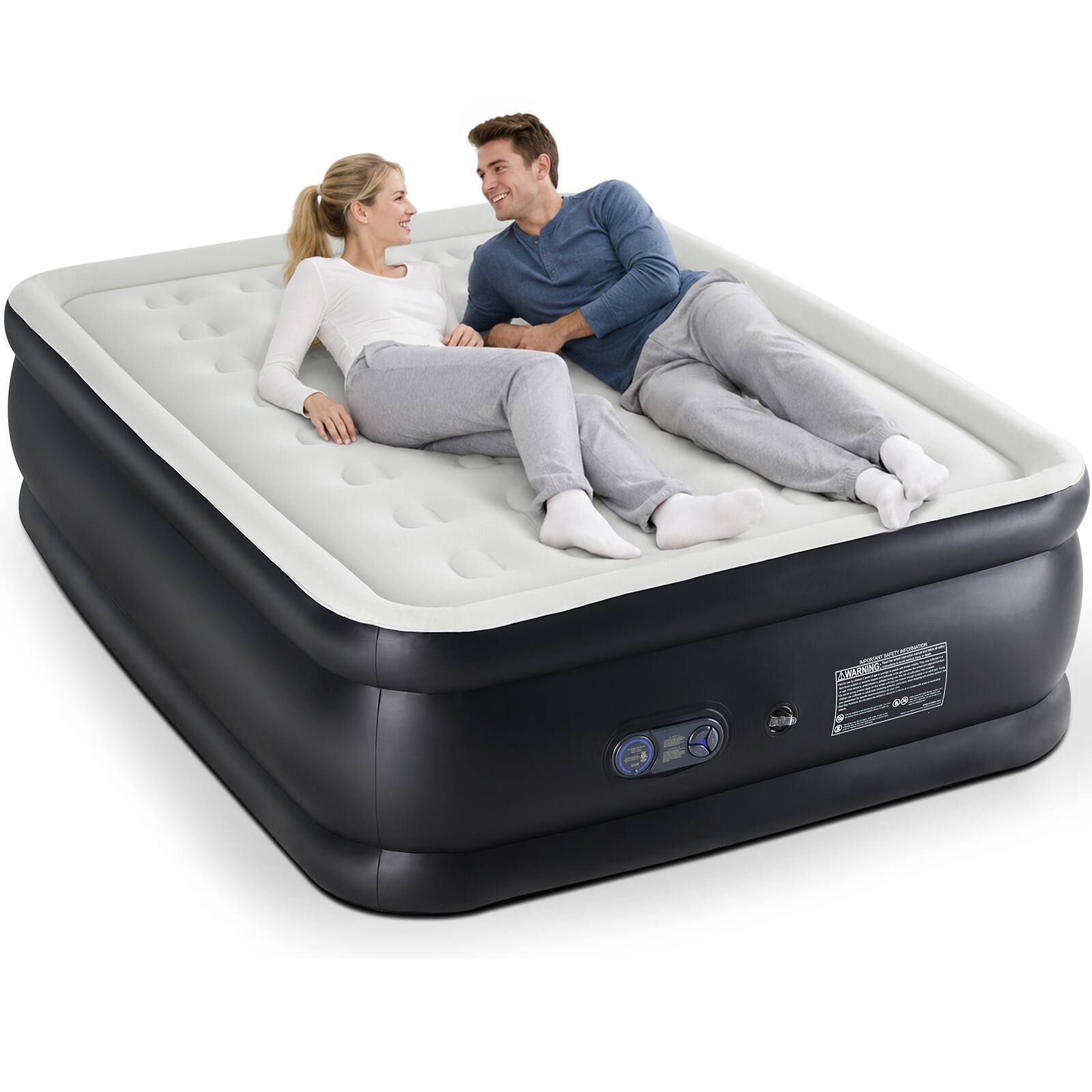 Sweetcrispy 22 inch Air Mattress, Double High Inflatable Raised Air Bed ...