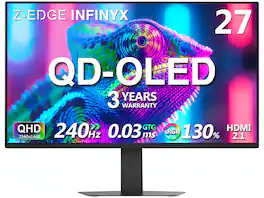 Z Z-Edge - INFINYX X27 27" OLED 2K QHD 2560x1440 240Hz GTG 0.03ms Gaming Monitor, with Adjustable Stand, 3 Years Warranty - Black