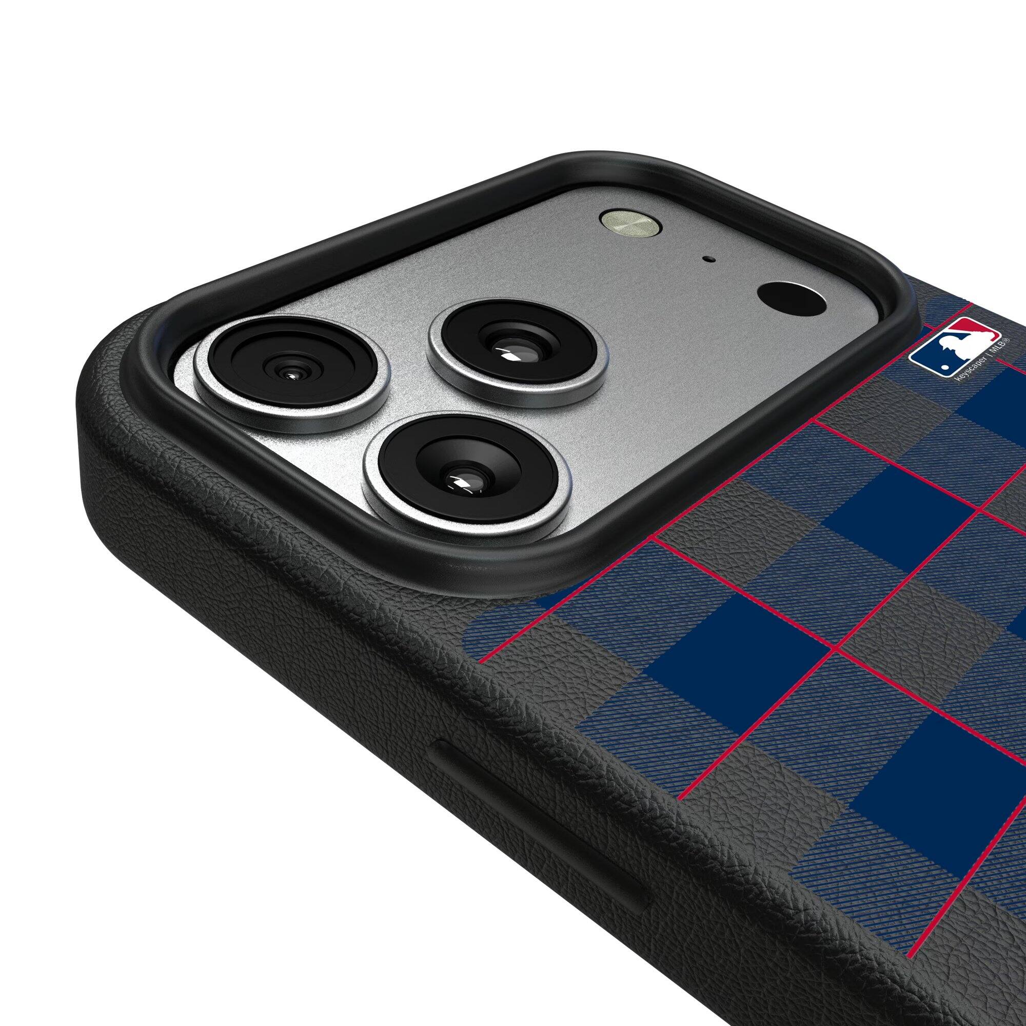 Alt View 2. Keyscaper - Atlanta Braves Plaid Magnetic Bump iPhone Case - 17 Pro - Black.