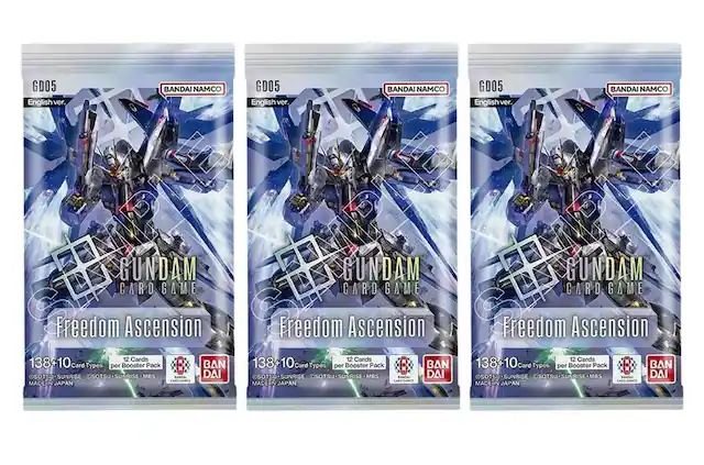GD05 BANDAI NAMCO GD05 BANDAI NAMCO GD05 BANDAI NAMCO English ver. English ver. English ver. Freedom GUNDAM CARD Ascension GAME Freedom GUNDAM CARD Ascension GAME Freedom CARD GUNDAM Ascension GAME 12 Cards 12 Cards 12 Cards 138+10 Card Types per Booster Pack BAN 138+10 Card Types per Booster Pack BAN 138+10 Card Types per Booster Pack BAN SOTSU-SUNRISE SOTSU-SUNRISE-MBS DAI SOTSU-SUNRISE SOTSU-SUNRISE-MBS DAI SUNRISE SOTSU-SUNRISE-MBS DAI CARD CARD MADE JAPAN MADE IN JAPAN MADE IN JAPAN