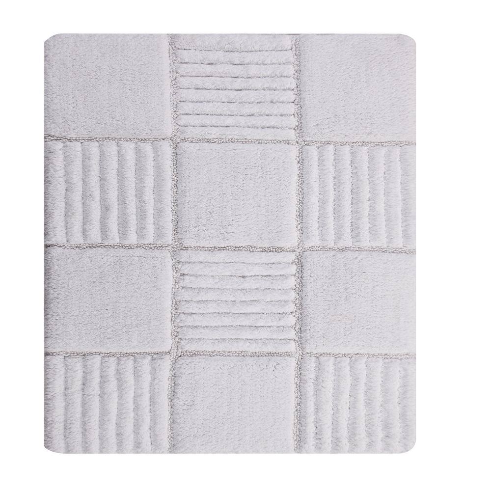 Angle. Knightsbridge - Knightsbridge Checkerboard Bath Rug - 21 x 34 Inches - Non-Skid Cotton Rug - white.