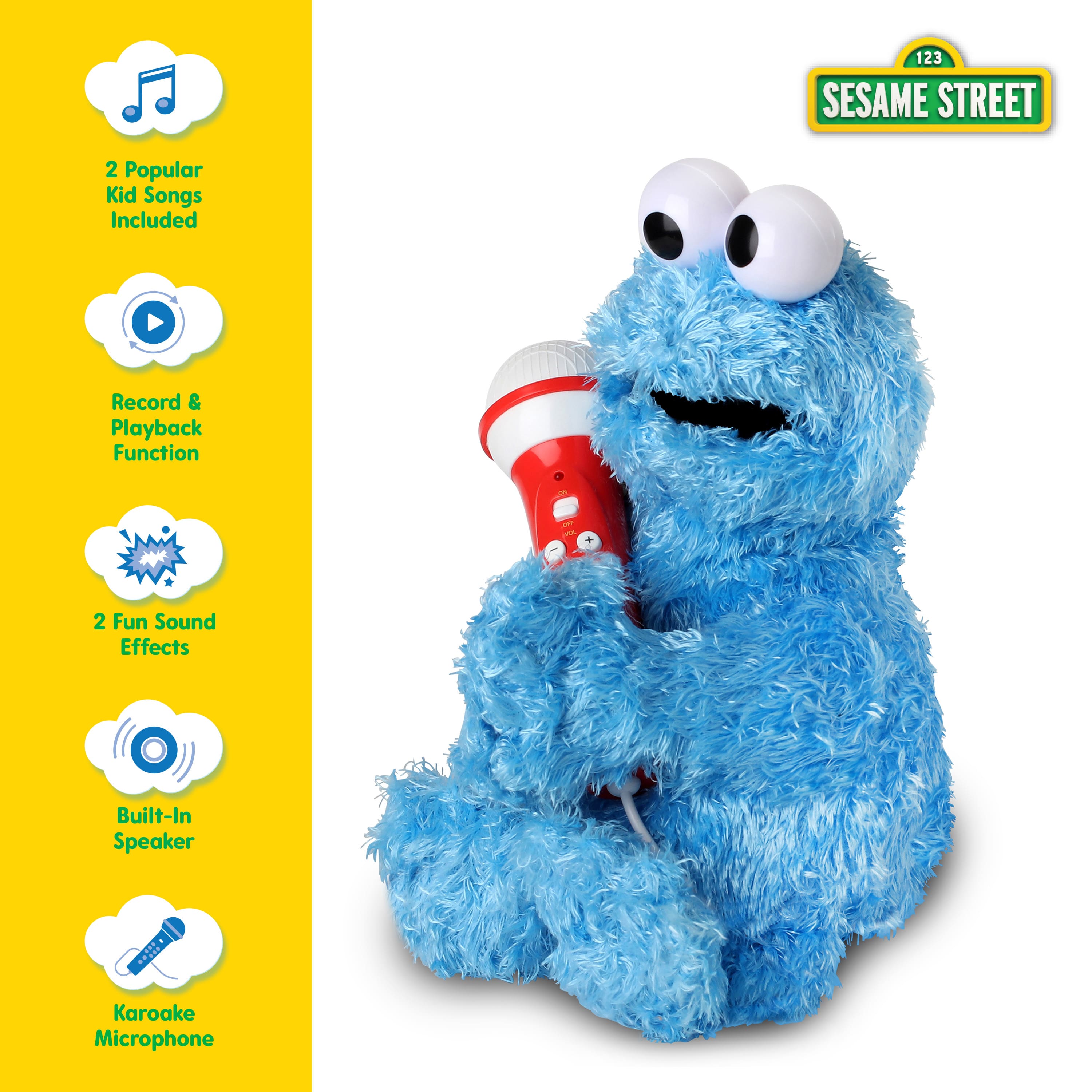 123 Sesame Street 2 Popular Kid Songs Included Record & Playback Function 2 Fun Sound Effects Built-In Speaker Karoake Microphone