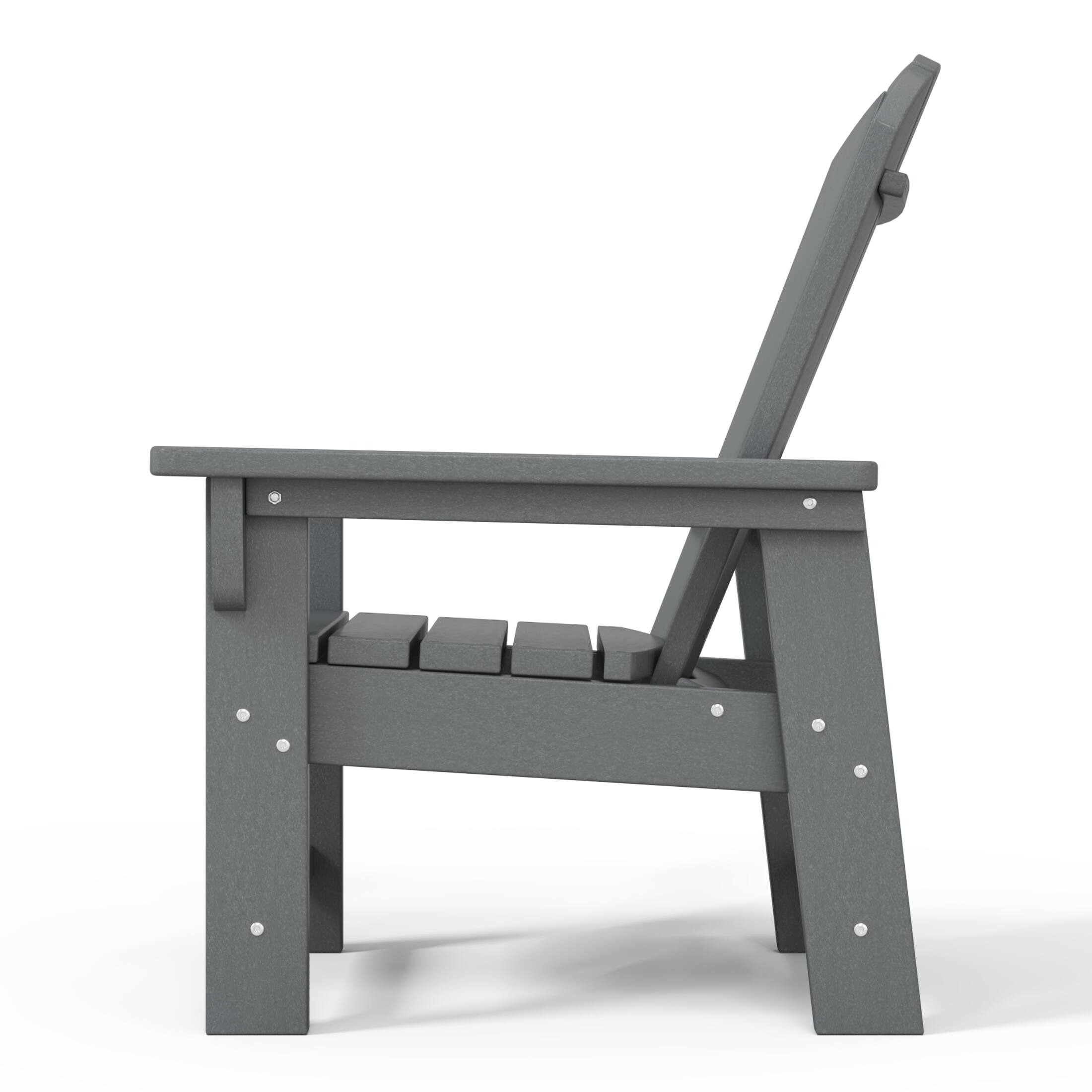 Alt View 2. WestinTrends - WestinTrends Malibu Kids Outdoor HDPE Adirondack Plastic Patio Chair - Gray.