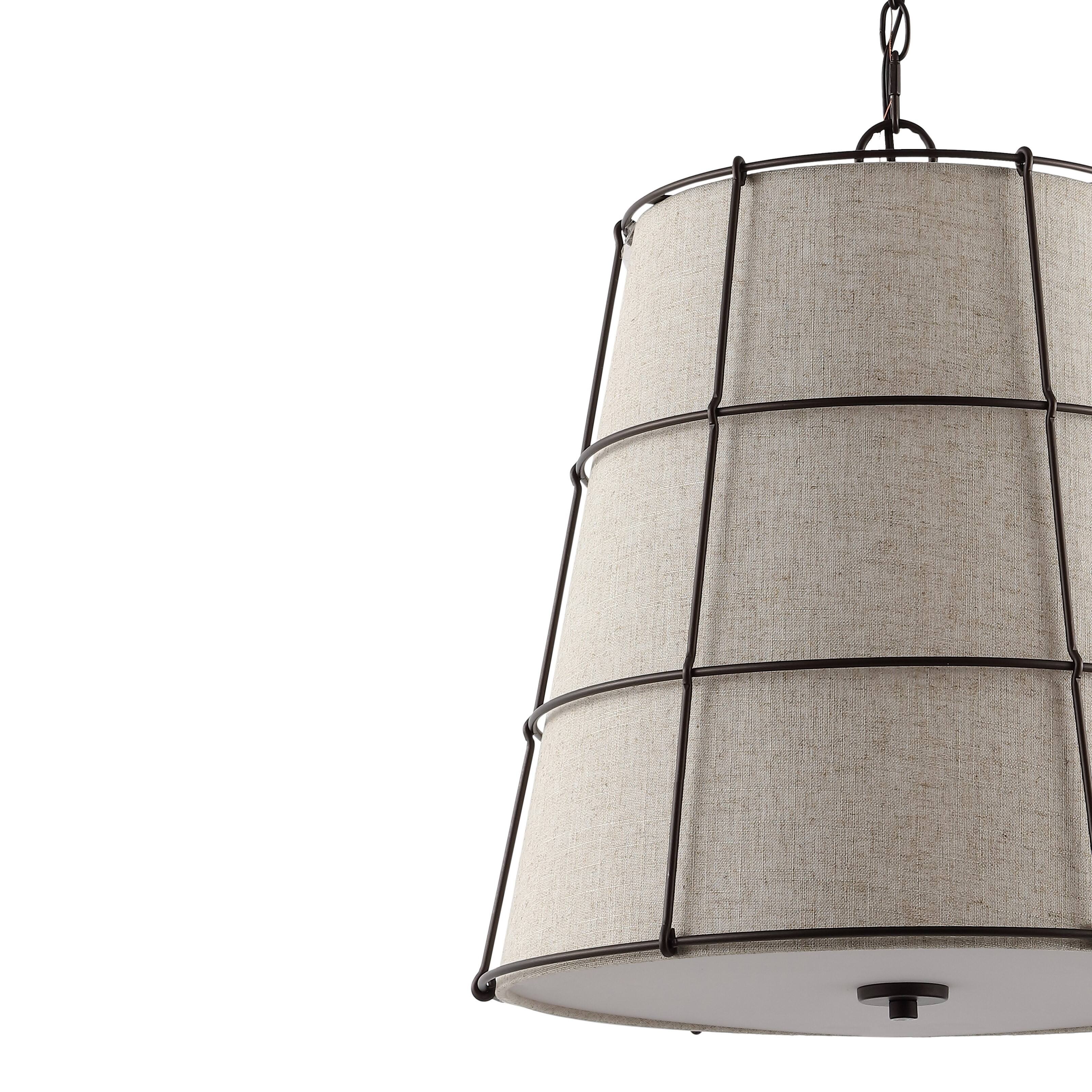 Alt View 4. Jonathan Y - Silas 19" 3-Light Rustic Farmhouse Iron LED Pendant, Oil Rubbed Bronze - Light Brown/Oil Rubbed Bronze.