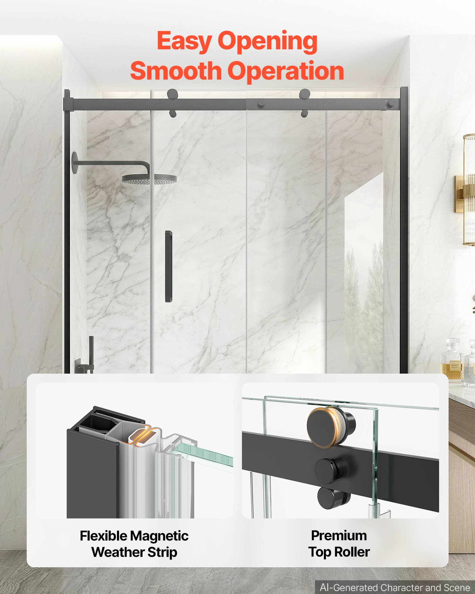 Easy Opening Smooth Operation

Flexible Magnetic Weather Strip

Premium Top Roller

AI-Generated Character and Scene