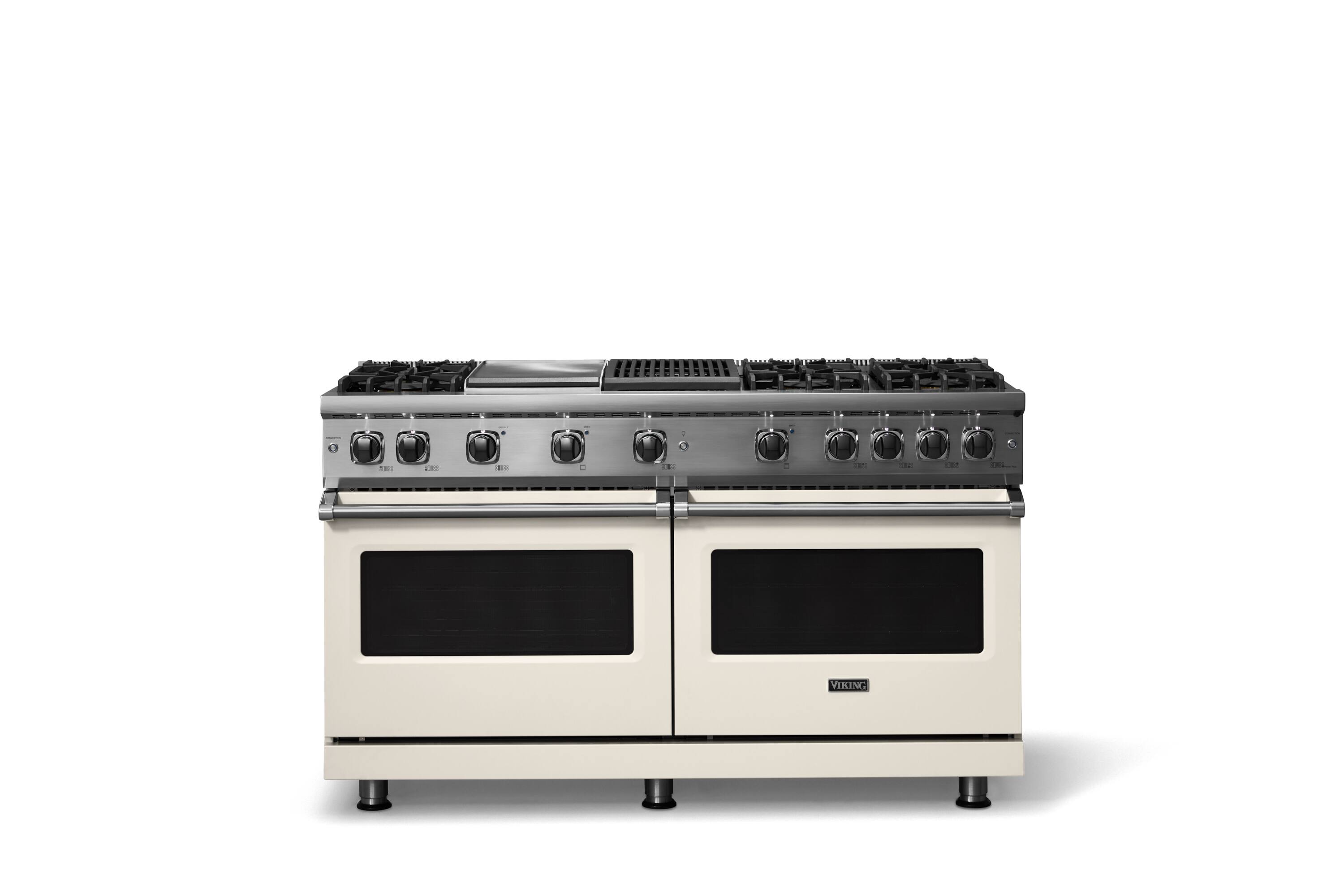 Alt View 1. Viking - 8.0 Cu. Ft. 60"W. Professional 5 Series Freestanding Double Oven Gas Convection Range - Pure White.
