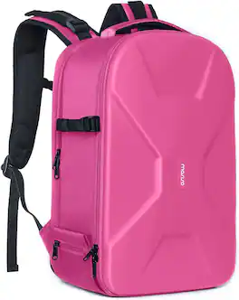 mosiso - Camera Backpack 15-16 inch Waterproof Hardshell Camera Bag with Tripod Holder&Laptop Compartment - Rose Red