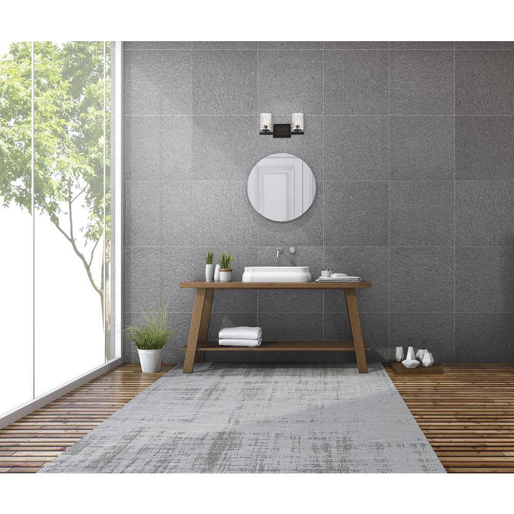 Angle. Living District - Cassie 2 lights bath sconce in black with clear shade - Black And Clear Shade.