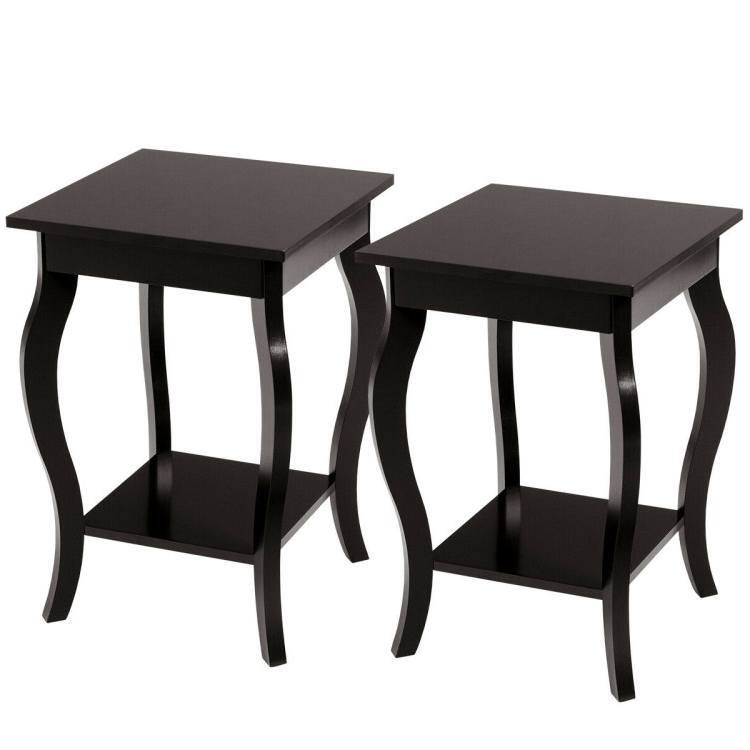 Angle. Hivvago - Hivvago Modern Nightstand End Table with Bottom Shelf - Set of 2 - Espresso.