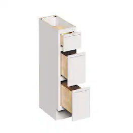 Boyel Living - 12-in W x 34.5-in H x 24-in D Slim Shaker RTA Kitchen 3-Drawer Base Cabinet with Soft-Close Drawers - Snow White