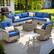 Front. Ovios - 10 PCS Outdoor Patio Furniture Sectional Conversation Set with Swivel Chairs & Coffee Table - Navy Blue.