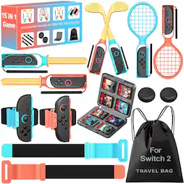 Kitcheniva - 15 in 1 Switch 2 Sports Bundle Accessories Kit For Nintendo Switch 2 Joy Con - Assorted