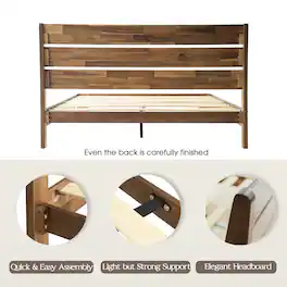 East West Furniture - Full Wooden Platform Bed Frame - Walnut