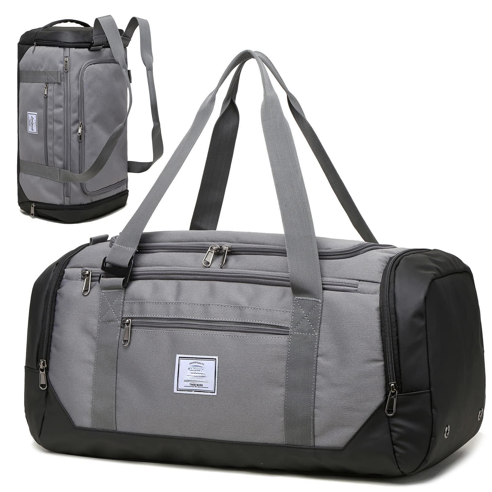 Stamp n Camp - Travel Duffle Bag For Men 40l Medium Sports Gym With Wet Pocket Shoes Compartment Weekender Overnight Backpack - Grey-40 L