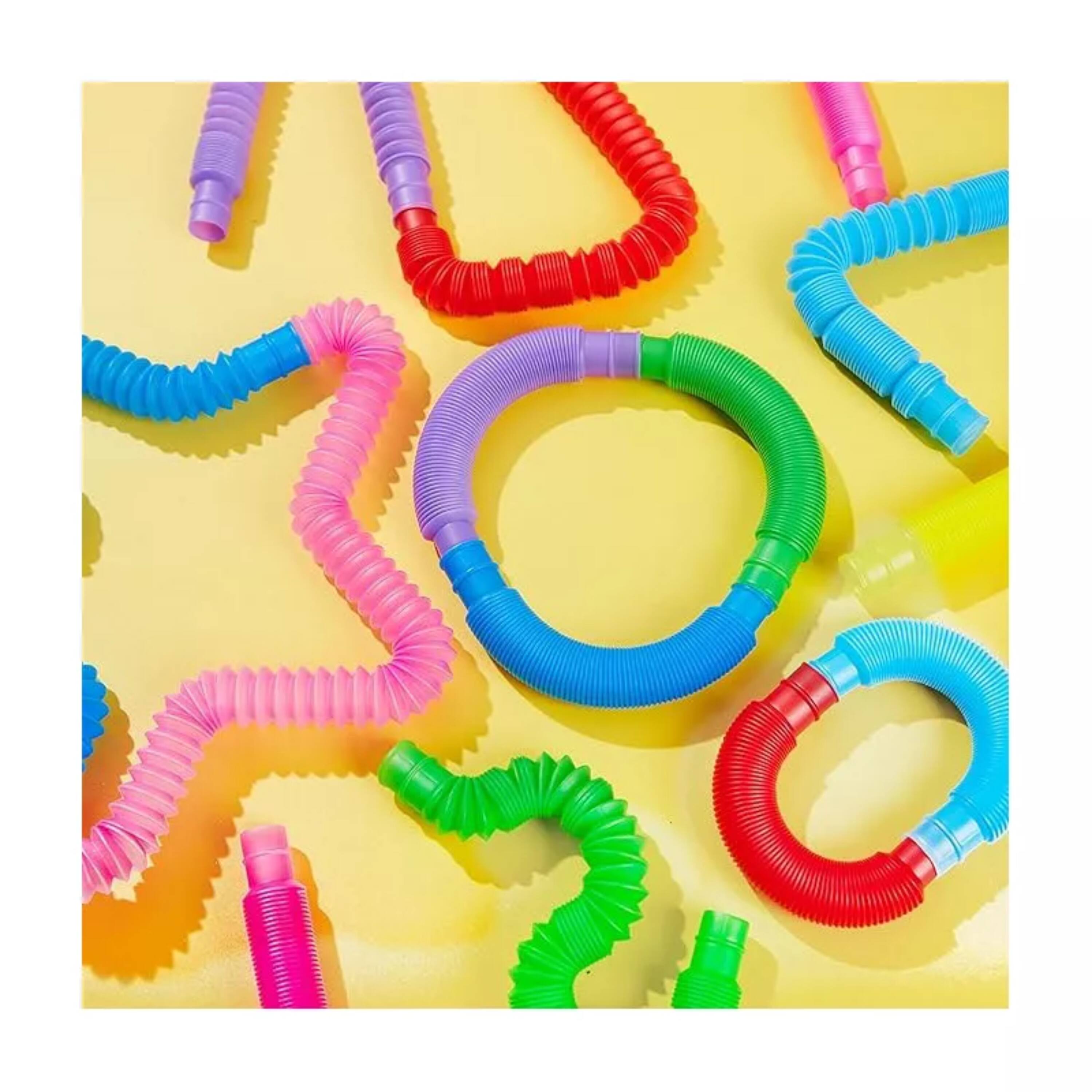 Angle. Joyfy - 18 Pack Pop Tubes, Fidget Tubes Party Favors - 9 Colors, s, Connectable and Extendable for Stress Relief for Party - Multicolor.