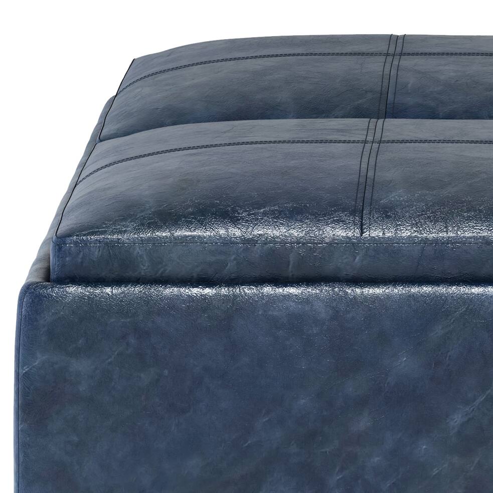 Alt View 13. Simpli Home - Avalon Square Coffee Table Storage Ottoman - Denim Blue.