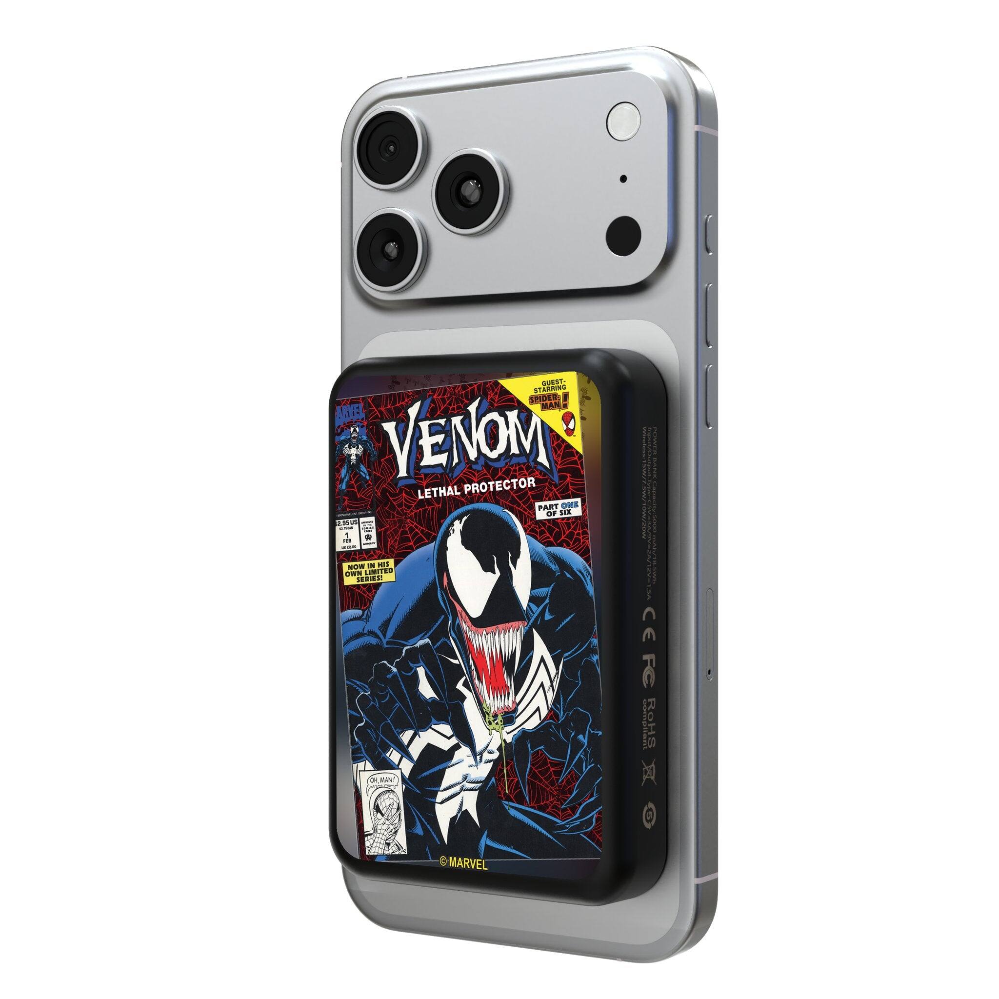 Keyscaper - Marvel Classic Cover Wireless Mag Power Bank - Venom
