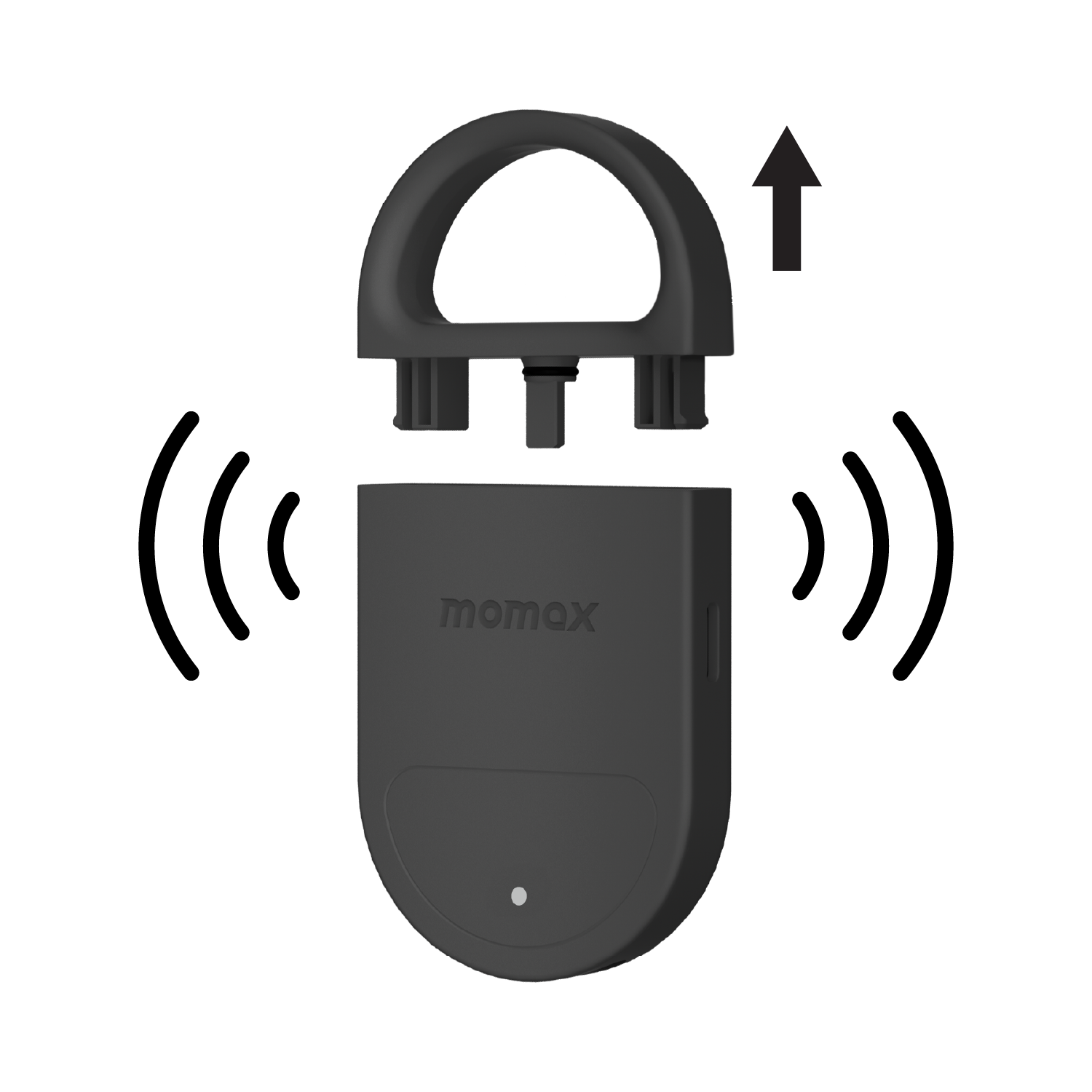 Back. Momax - PinBuzz Rechargeable Anti-Theft Personal Alarm With Find My Locator, Black - Black.