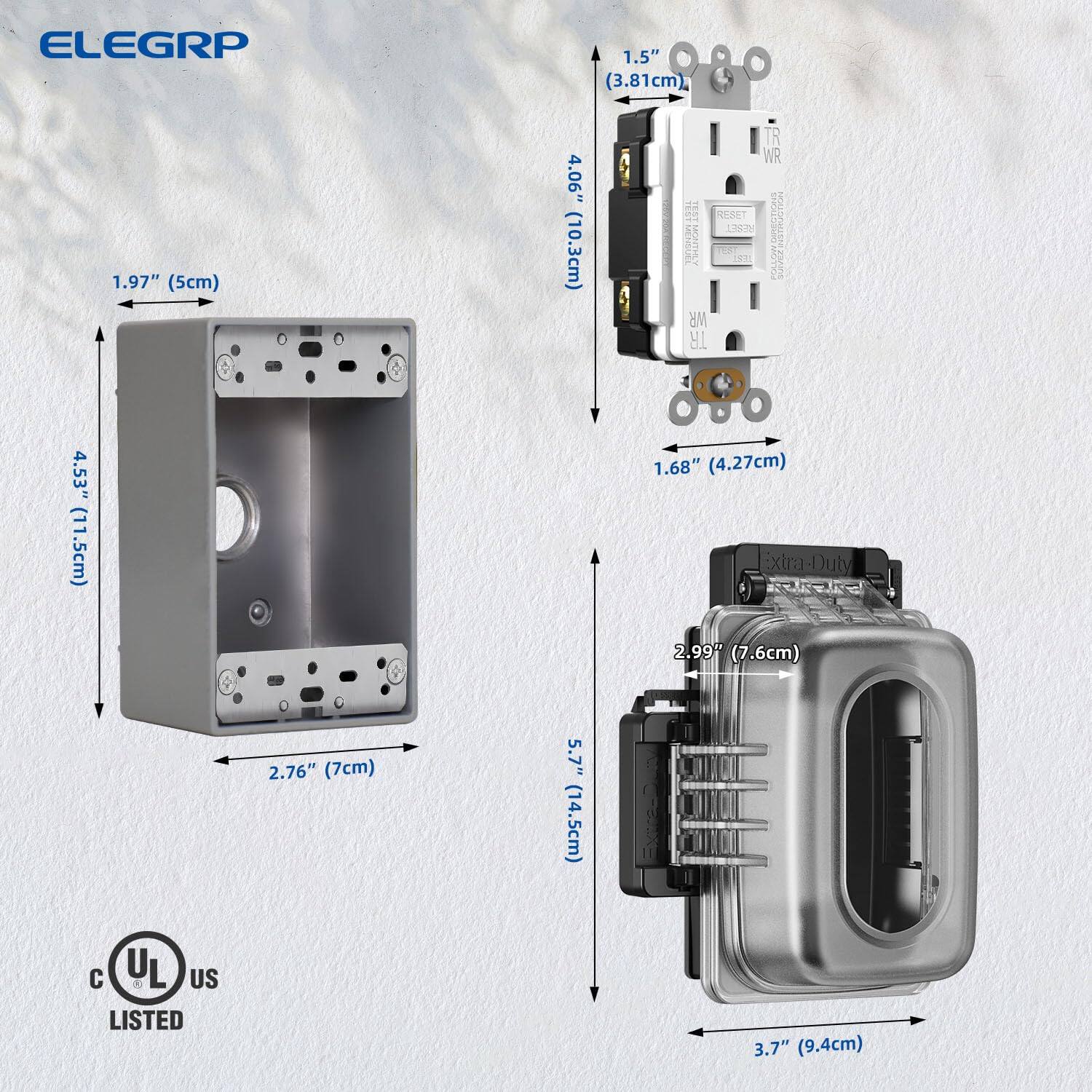 ELEGRP

1.5" (3.81cm)  
1.97" (5cm)  
4.06" (10.3cm)  
IR  
1-k-4  
STMONTHL  
WR  
4.53" (11.5cm)  
1.68" (4.27cm)  
xtra-Duty  
2.99" (7.6cm)  
2.76" (7cm)  
5.7" (14.5cm)  
C UL L US LISTED  
3.7" (9.4cm)