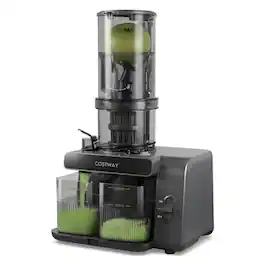 Costway - Cold Press Juicer Machine Professional Slow Masticating Juicer with Reverse Button - Gray