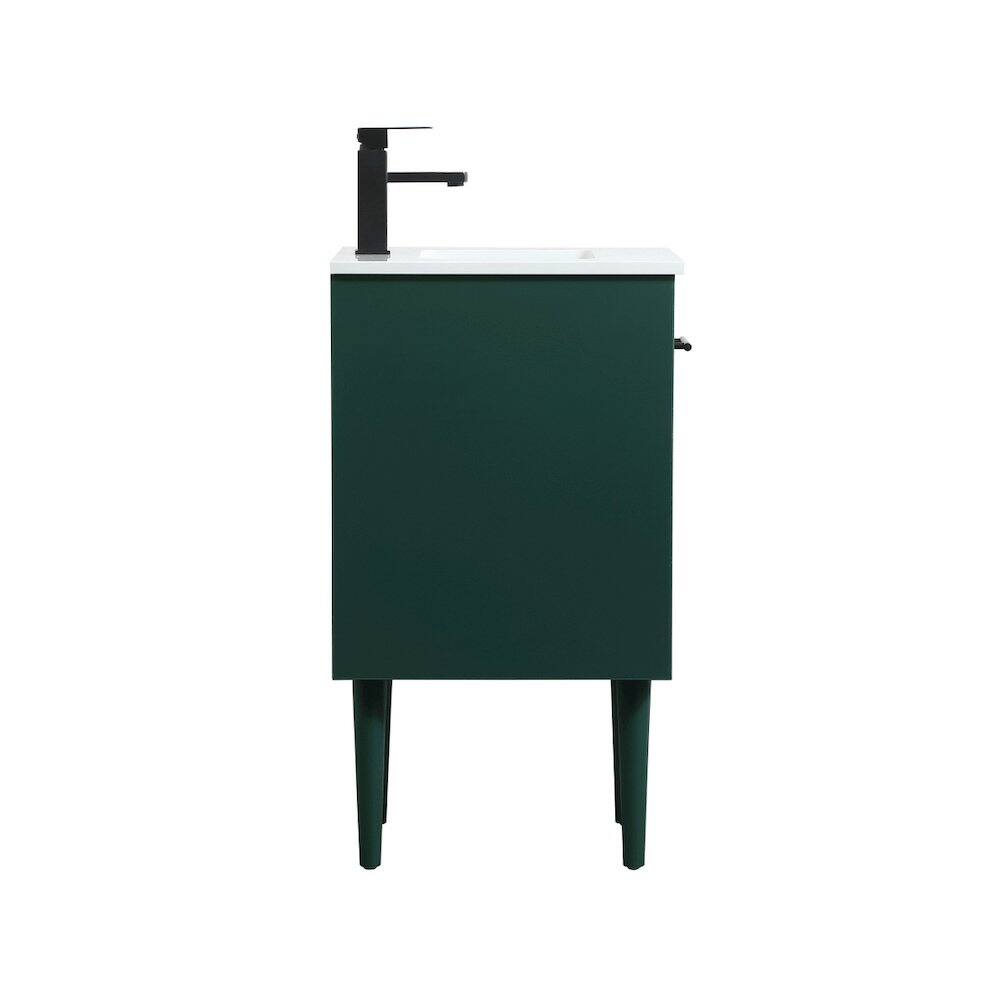Angle. Elegant Kitchen and Bath - 18 Inch Single Bathroom Vanity In Green - Green.