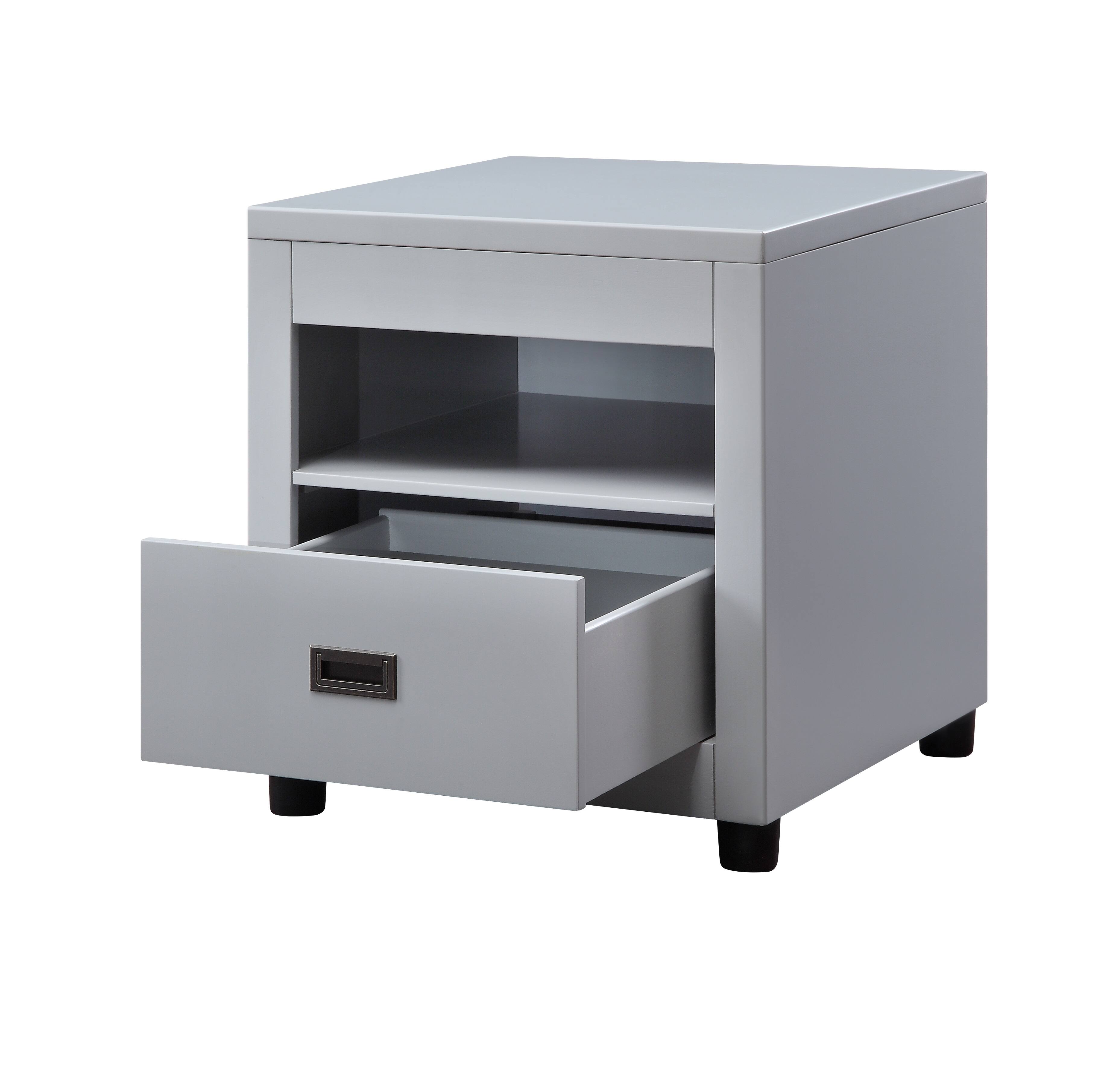 Alt View 2. Manhattan Lane - Transitional Style Wooden End Table with 1 Drawer - Gray and Black.