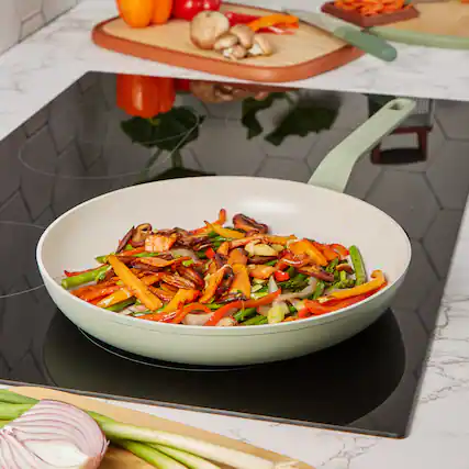 Front. BergHOFF - BergHOFF Balance Nonstick Ceramic Frying Pan 12.5", Recycled Aluminum, Sage - Sage.