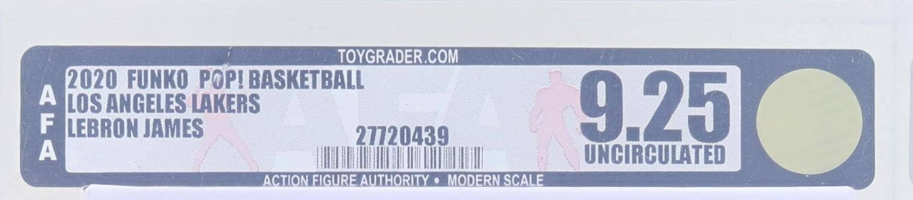TOYGRADER.COM  
2020 FUNKO POP! BASKETBALL LOS ANGELES LAKERS  
LEBRON JAMES  
27720439  
9.25  
UNCIRCULATED  
ACTION FIGURE AUTHORITY • MODERN SCALE