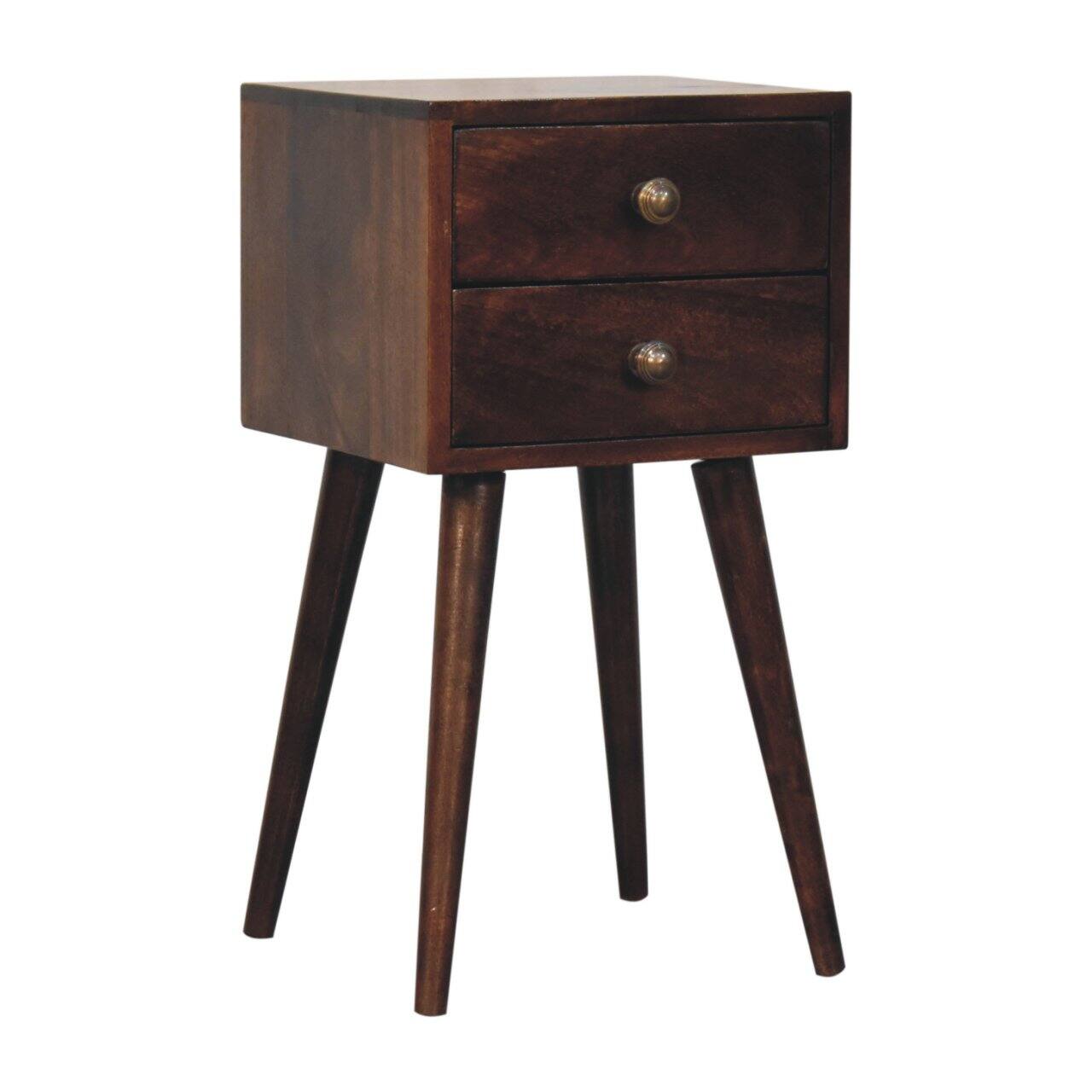 Back. Artisan Furniture - Artisan Furniture Solid Wood Mini 2 Drawer California Walnut Bedside, Dark Brown - Dark Brown.