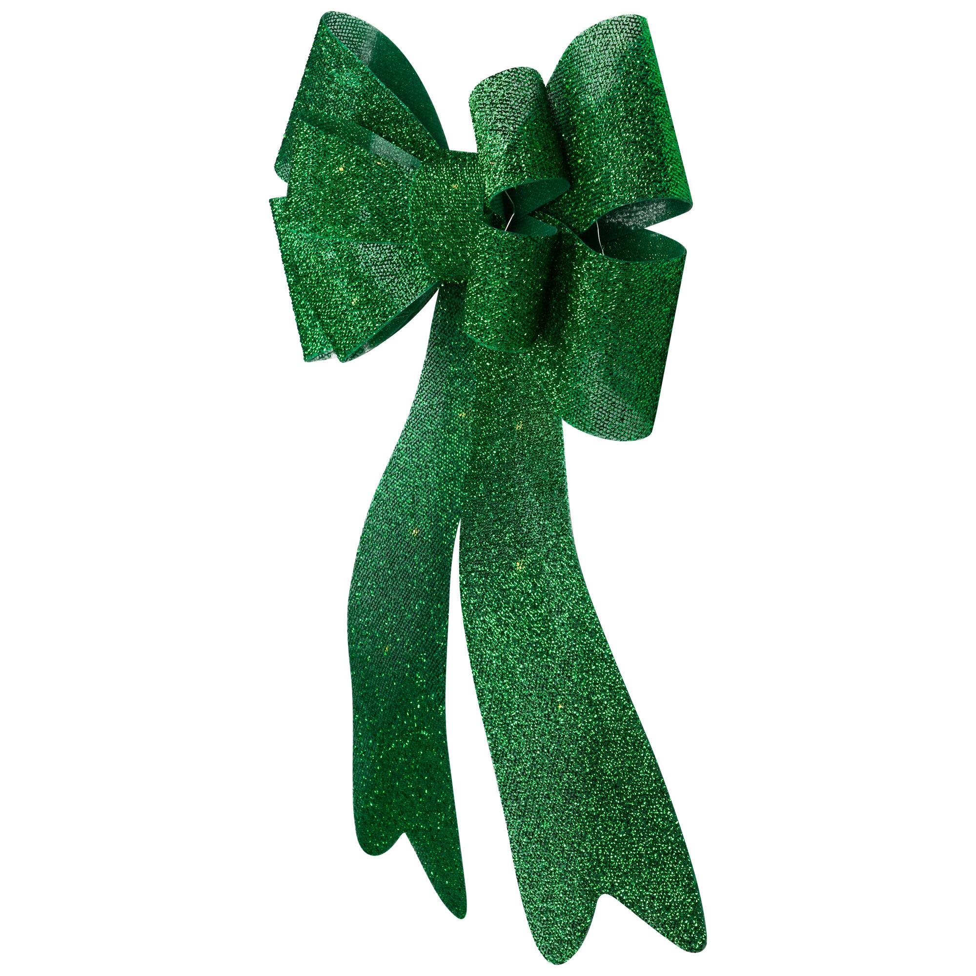 Alt View 5. Northlight - LED Lighted Tinsel Bow Christmas Decoration - 24" - Green - Green.