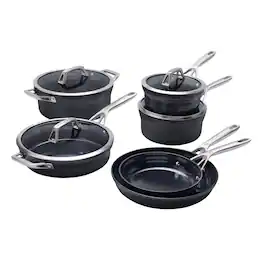 ZWILLING - Motion Ceramic Hard Anodized 10-pc Aluminum Nonstick Cookware Set - Black