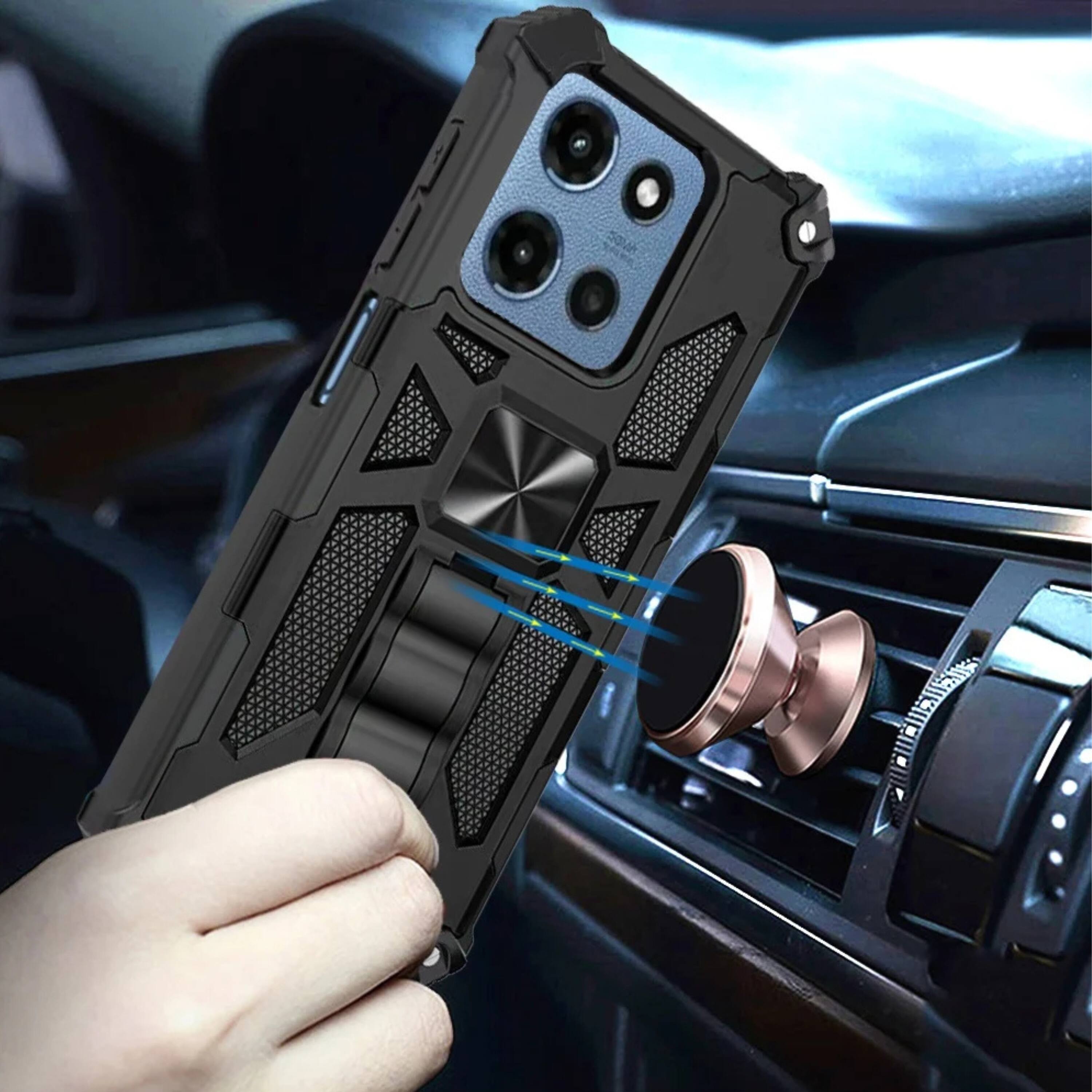 Left. Kitcheniva - Heavy Duty Shockproof Case With Kickstand And Tempered Glass For Moto G 2026 Dark Blue - Dark Blue.