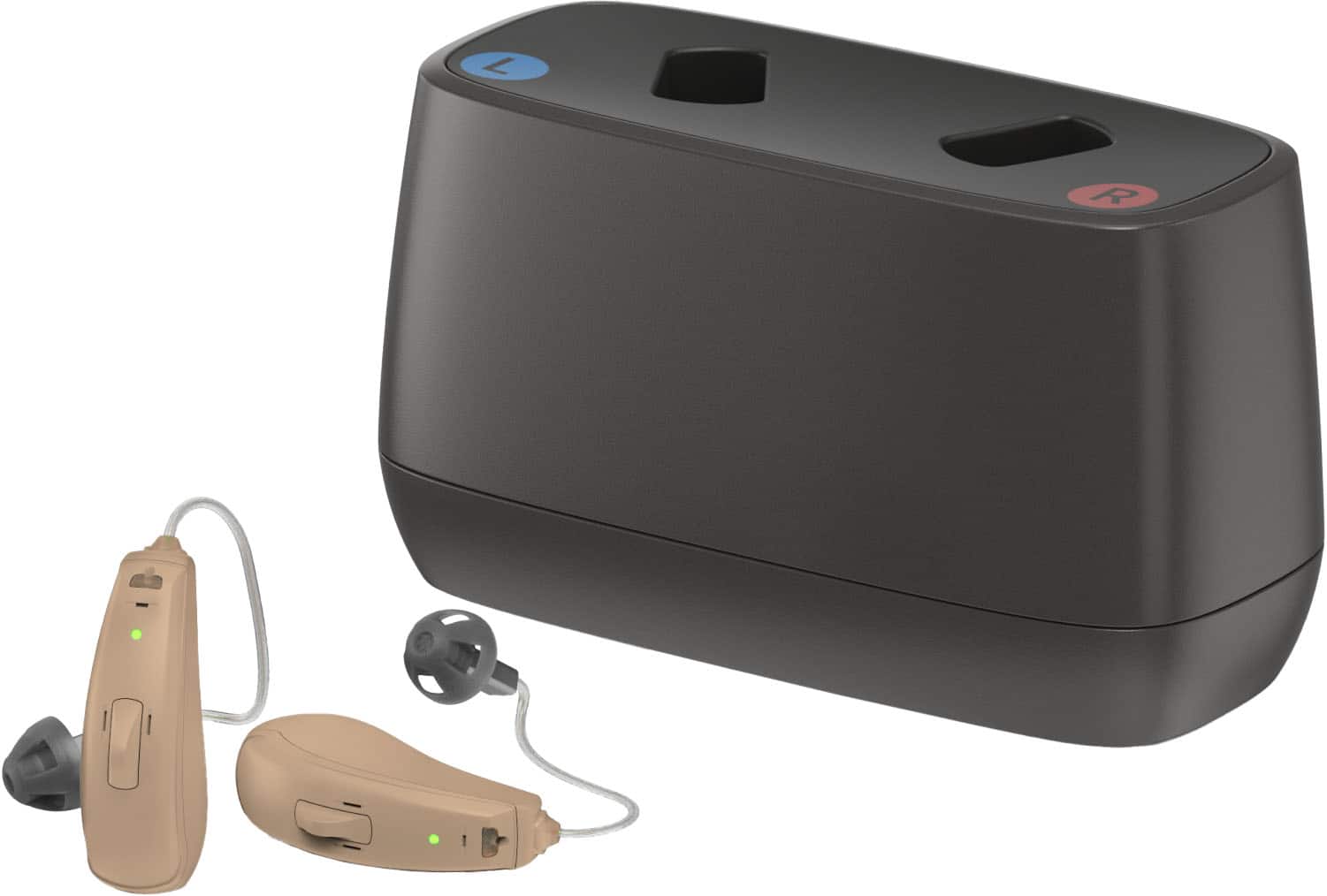 Front. Jabra - Enhance Select 50R Rechargeable Hearing Aids - With Remote Professional Care and Bluetooth Streaming - Beige.