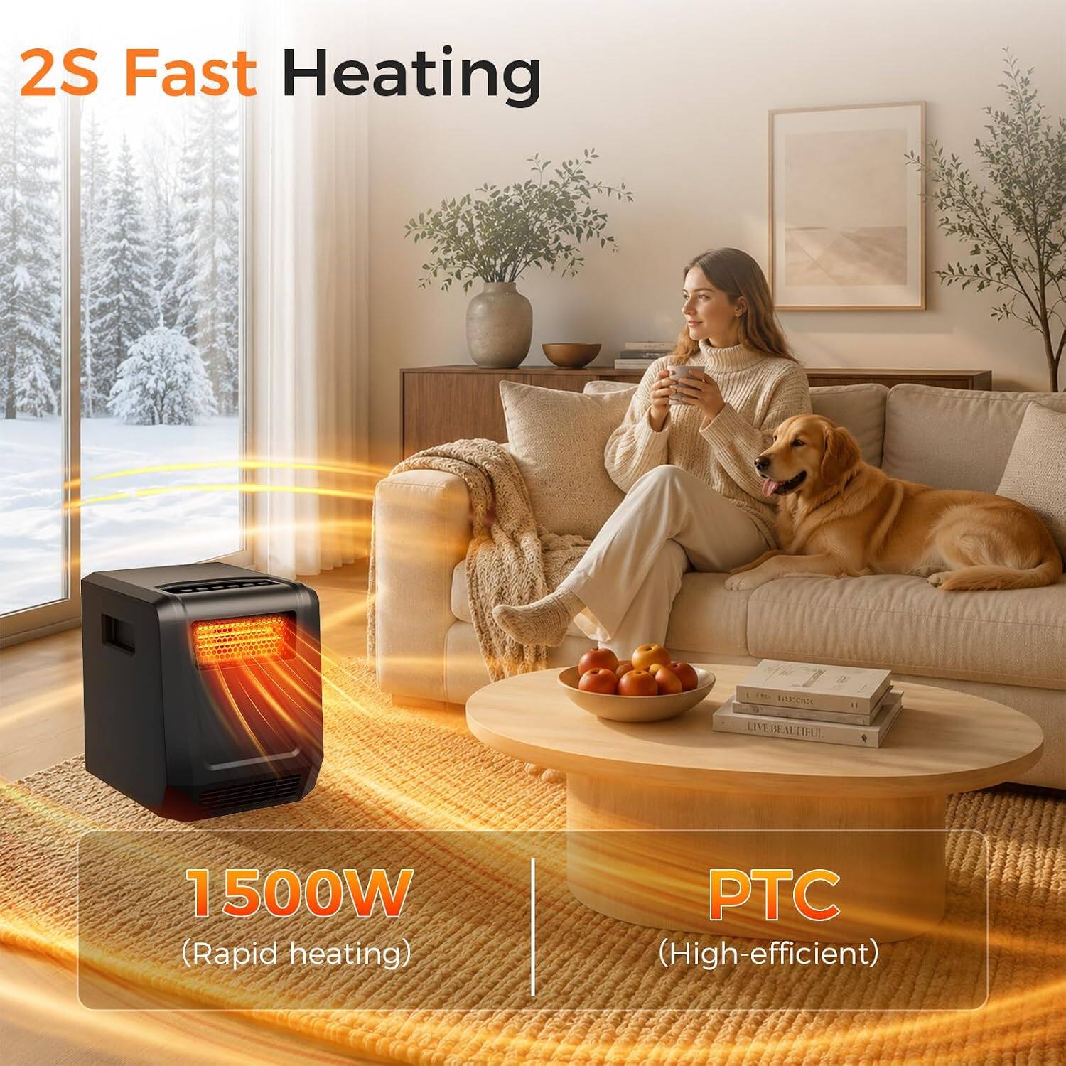 2S Fast Heating  
NUCCAR LIVE BEAUTIFUL  
1500W (Rapid heating)  
PTC (High-efficient)