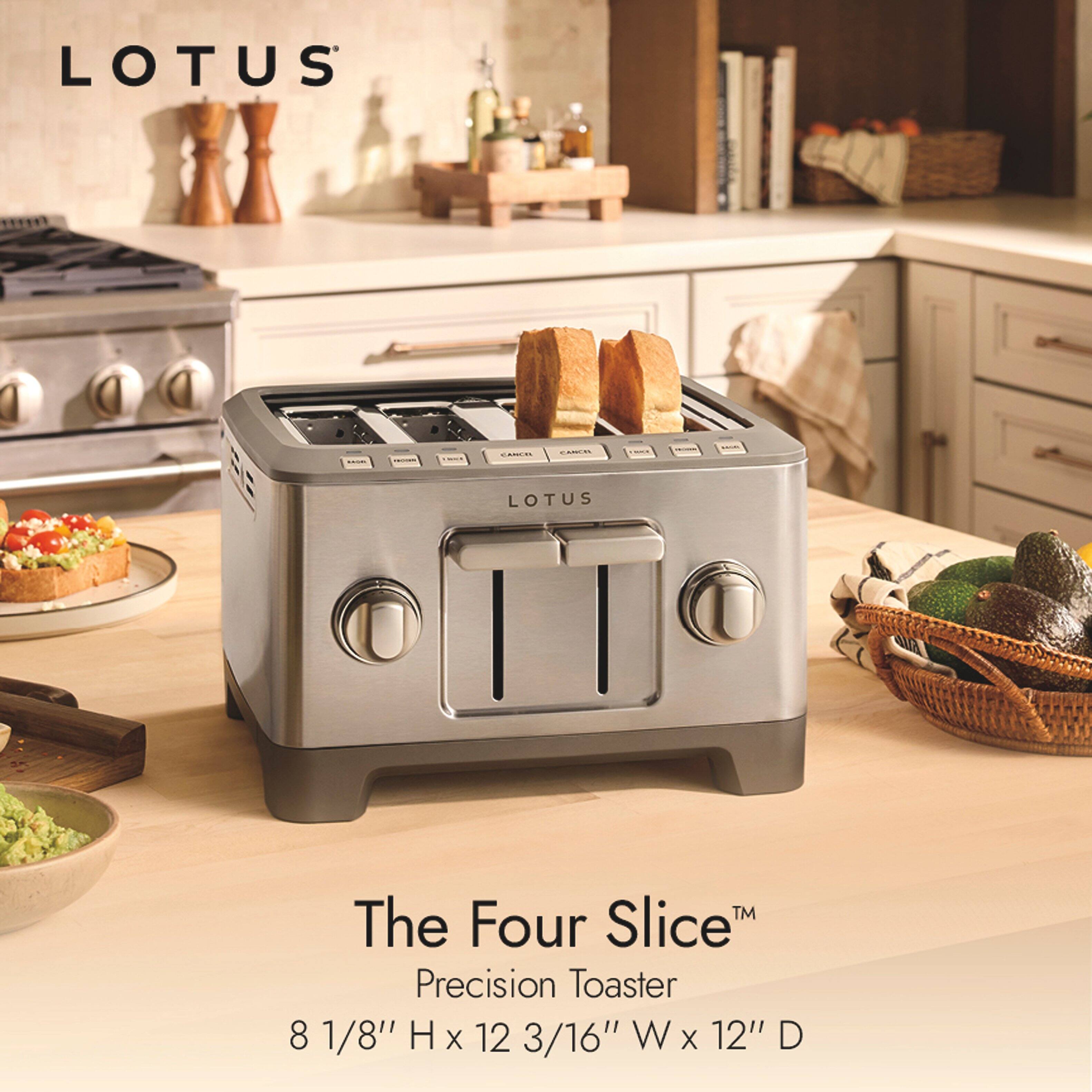 LOTUS  
CANCEL  
CANCEL  
LOTUS  
The Four Slice Precision Toaster  
8 1/8" H x 12 3/16" W x 12" D