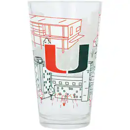 Indigo Falls - Miami Hurricanes 16oz. Campus Line Art Pint Glass - Multicolor