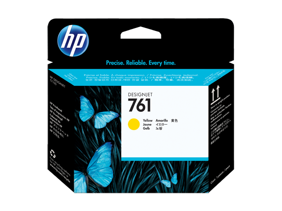 hp Precise. Reliable. Every time.  
Precise - toble A chaqve improssion.  
Prone Zuverlosig Jodesmal, Preciso hoble Cn sodo C  
1. E  
17100 DESIGNJET t1 761 Yellow Amarillo Jaune Gelb