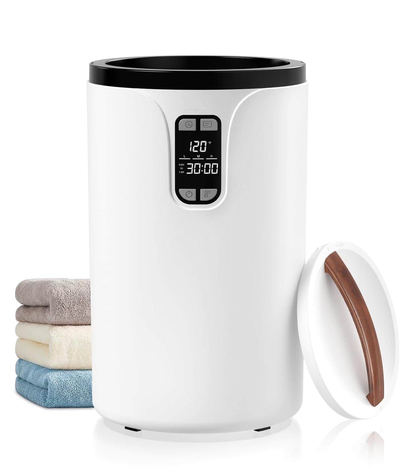 JETRANSPORT - Towel Warmer 20l Hot Warmers For Bathroom With 24h Timer Temperature Adjustable Led Display Auto Shut Off - Black+white