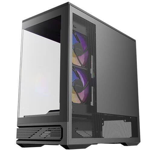 Back. Antec - C2M ARGB 270 degree Full-view Tempered Glass Compact MicroATX PC Case, 2 ARGB PWM Fans Included, Support 360mm Radiator - Black.