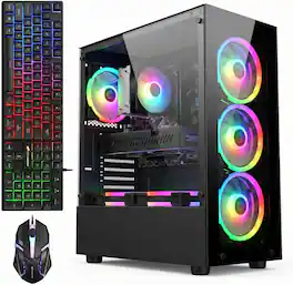 STGAubron - Gaming PC Desktop, Intel Core i7 up to 3.9GHz, GeForce GTX 1660 Super 6G, 32GB RAM, 1TB SSD, WiFi 6, Win11H - Black
