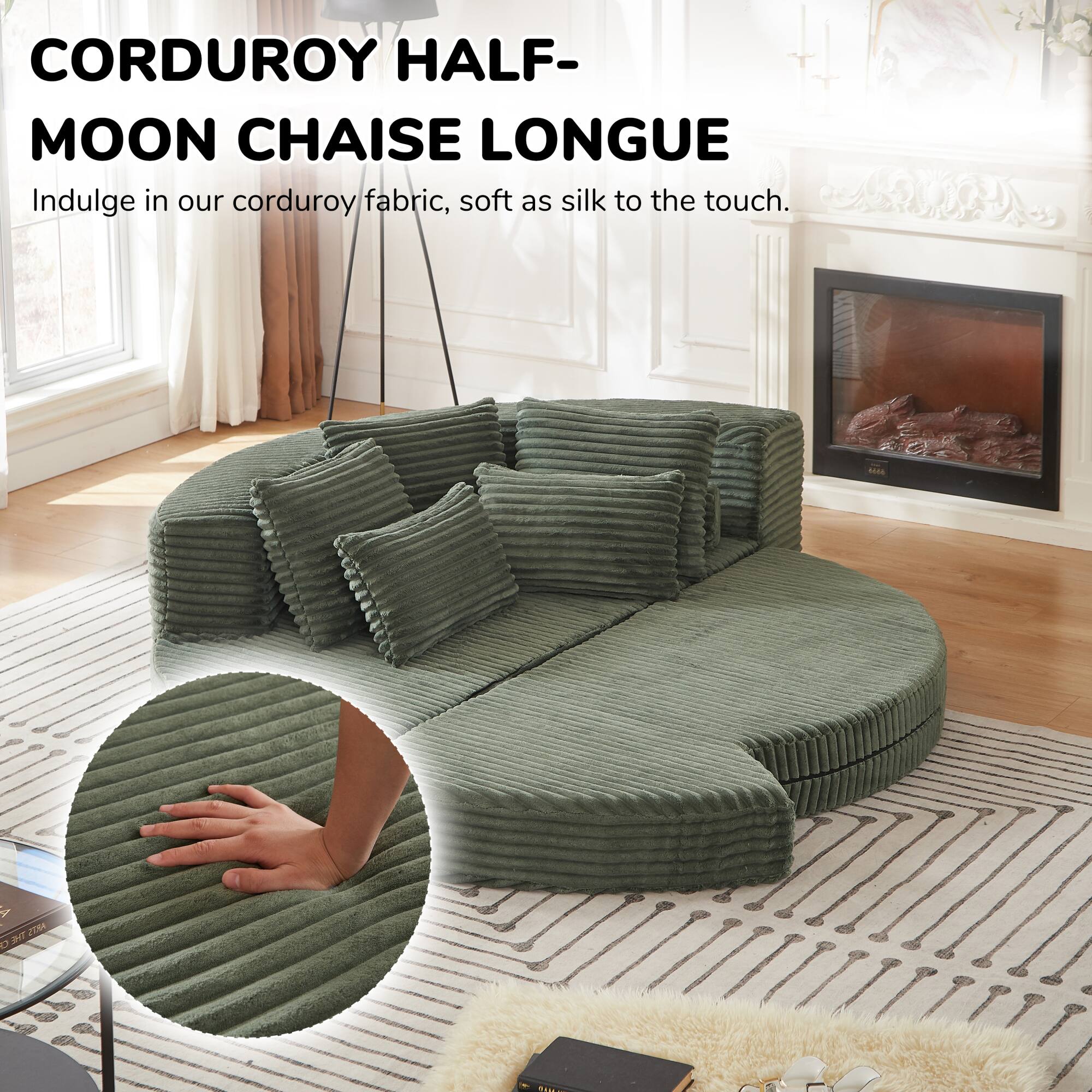 CORDUROY HALF-MOON CHAISE LONGUE

Indulge in our corduroy fabric, soft as silk to the touch.