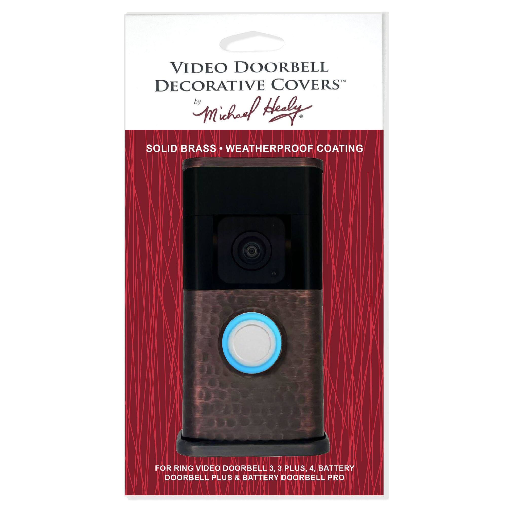 VIDEO DOORBELL DECORATIVE COVERS  
by Michael Healy  

SOLID BRASS • WEATHERPROOF COATING  

FOR RING VIDEO DOORBELL 3, 3 PLUS, 4, BATTERY DOORBELL PLUS & BATTERY DOORBELL PRO