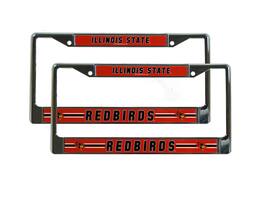 Rico Industries - Illinois State Redbirds (Set of 2) Chrome Metal License Plate Frames - Multi