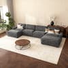 Front. Vipbear - 158" Sectional Modular Sofa - Chenille Fabric,Deep Cushions,Ultra Soft Skin-Friendly Cloud-Like Comfort for Living Room - Dary.