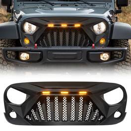 AMERICAN MODIFIED - Front Goliath Grill Compatible w/ 2007-18 Jeep Wrangler JK - Matte Black