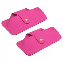 Unique Bargains - 2pcs Leather Glasses Case, Soft Sunglass Pouch w/ Microfiber, Portable Eyeglass Storage for Women & Men - Rose Red